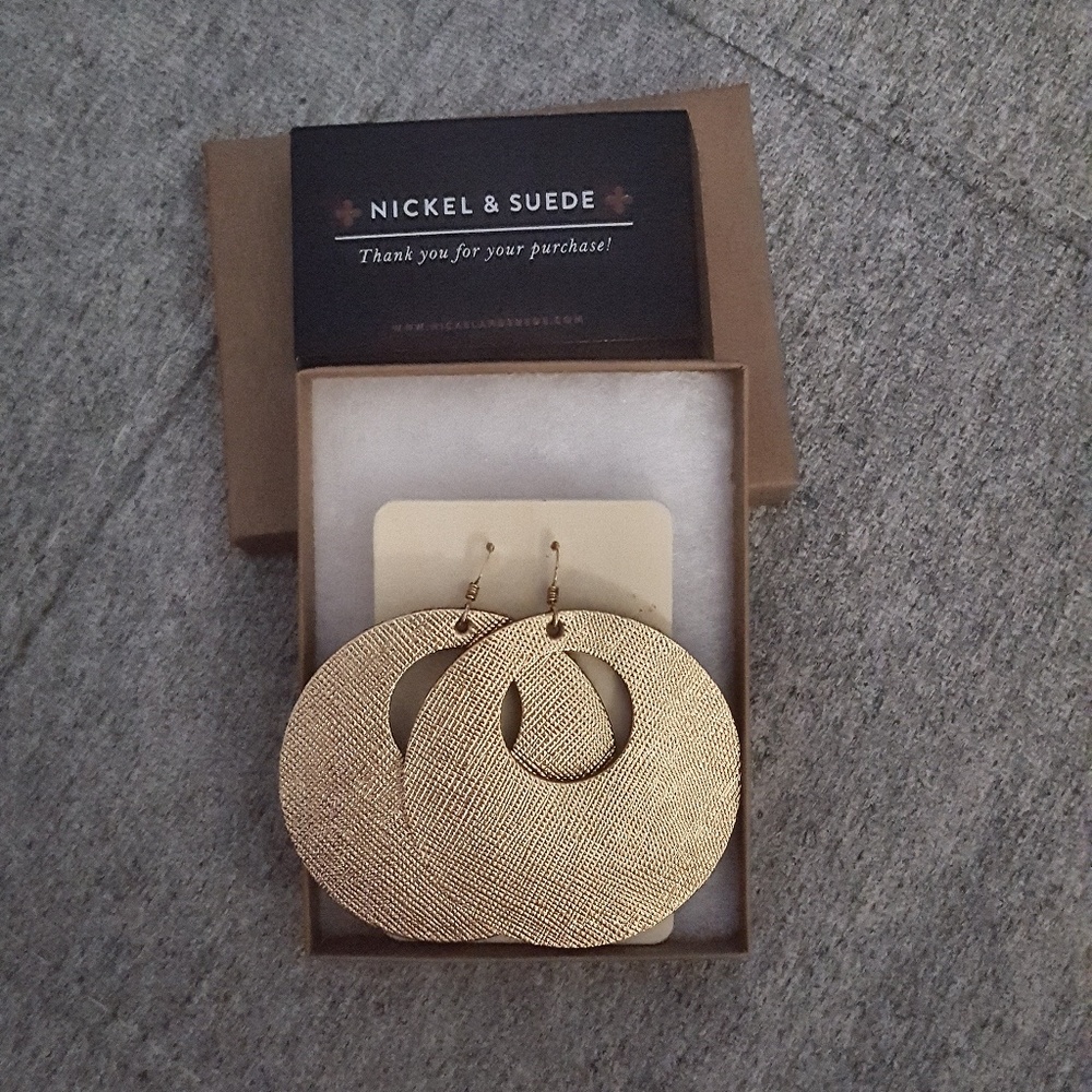 Nickle & Suede Nova Gold Leaf Leather Earrings